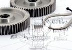 Engineering drawings with gears and calipers